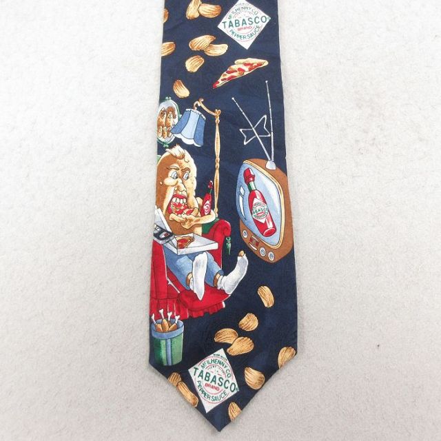 古着通販 中古 ネクタイ 90年代 90s タバスコ シルク USA製 紺