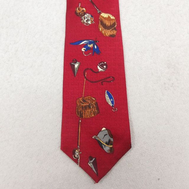 【20%OFF】中古 ネクタイ 90年代 90s ルアー USA製 エンジ 26feb05