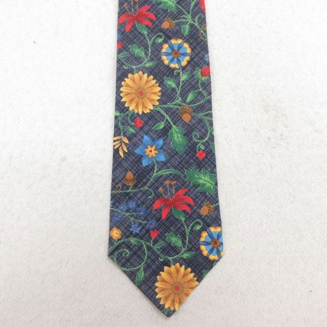 中古 バンヒューセン ネクタイ 90年代 90s 花柄 コットン USA製 紺 26feb05