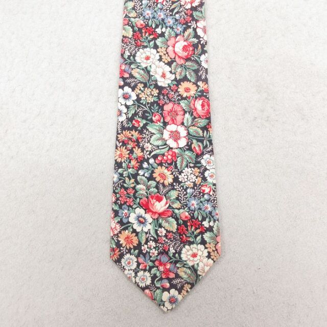 中古 rooster ネクタイ 90年代 90s 花柄 コットン USA製 黒他【spe】 26feb12