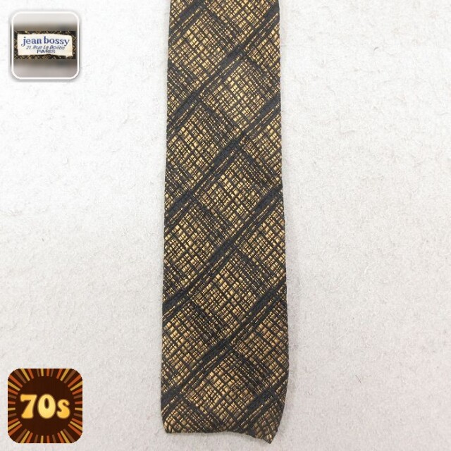 中古 ネクタイ 70年代 70s シルク 茶 26feb19