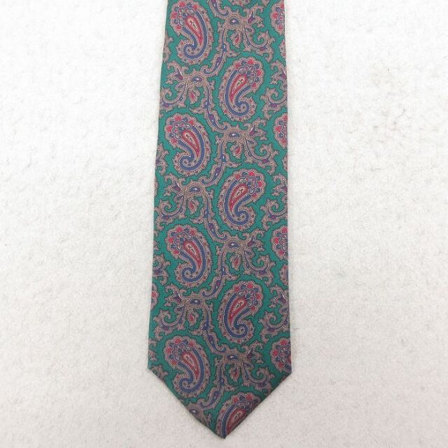 中古 JOS A BANK ネクタイ 90年代 90s ペイズリー柄 シルク USA製 緑 26feb26