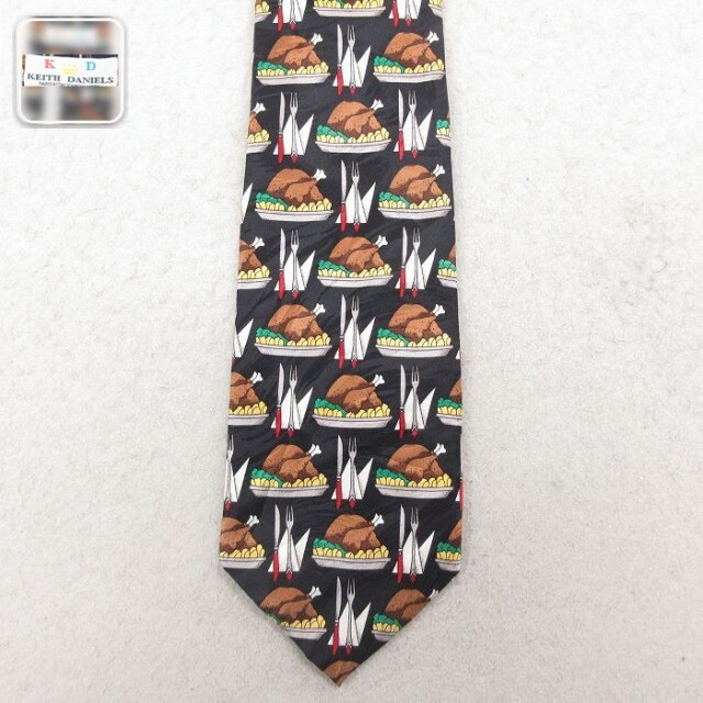 中古 ネクタイ チキン シルク 黒 26feb26