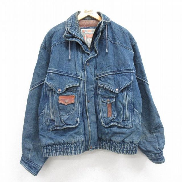 XL★古着 TODAYS NEWS 長袖 デニム ジャケット メンズ コットン 紺 ネイビー 25feb12 中古 アウター
