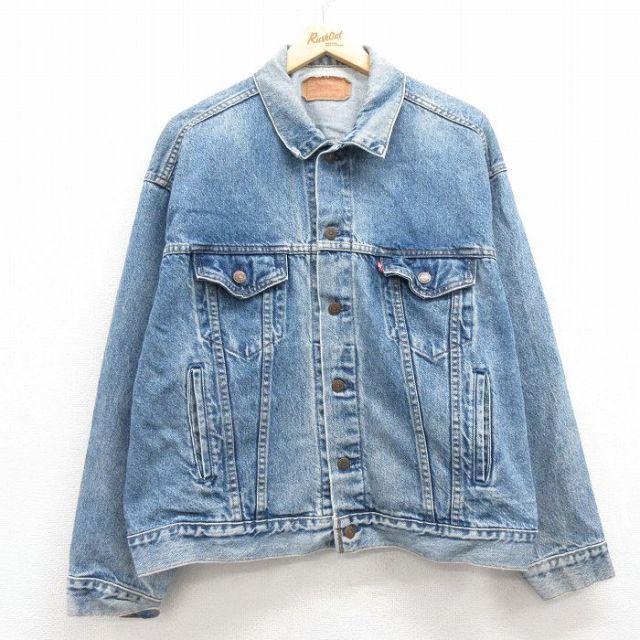 XL★古着 リーバイス Levis 70507 長袖 ジージャン メンズ 90年代 90s コットン USA製 紺 ネイビー デニム 【spe】 25feb12 中古 アウター Gジャン ジャケット