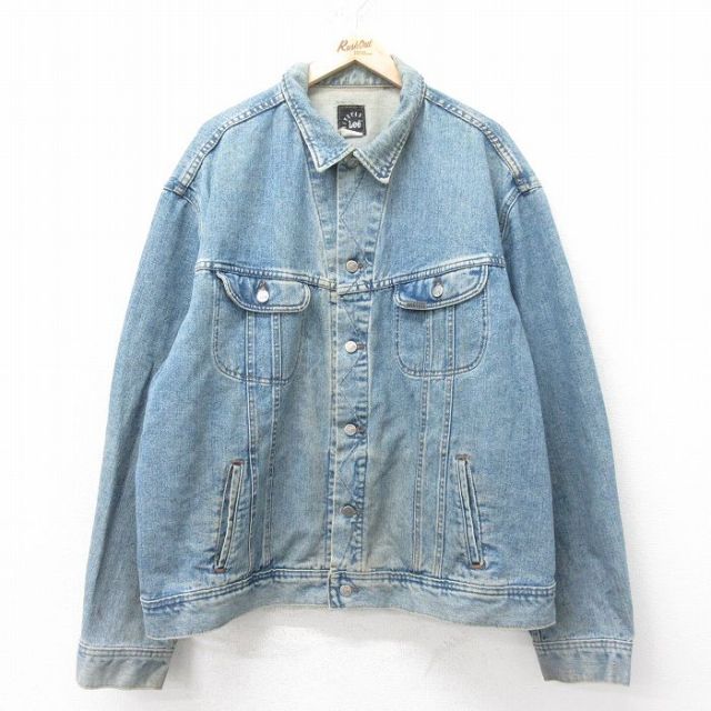 XL★古着 リー Lee 長袖 ジージャン メンズ 90年代 90s 大きいサイズ コットン USA製 紺 ネイビー デニム 25feb14 中古 アウター Gジャン ジャケット