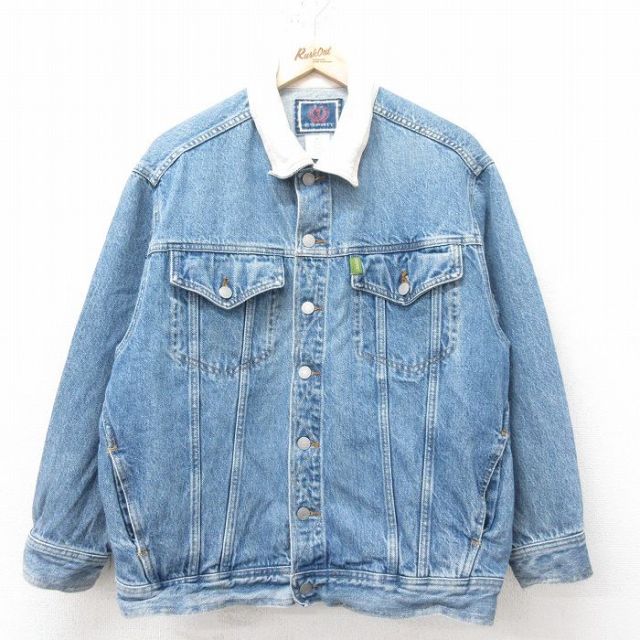 【50%OFF】L★古着 エスプリ 長袖 ジージャン メンズ 00年代 00s コットン USA製 紺 ネイビー デニム 25feb14 中古 アウター Gジャン ジャケット