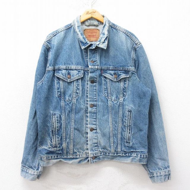 XL★古着 リーバイス Levis 71506 長袖 ジージャン メンズ 90年代 90s コットン USA製 紺 ネイビー デニム 【spe】 25feb15 中古 アウター Gジャン ジャケット