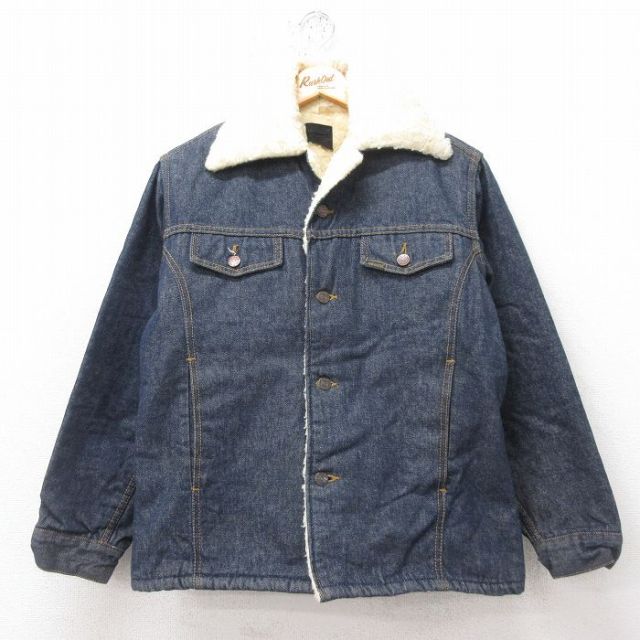 M★古着 シアーズ 長袖 デニム ボア ジャケット メンズ 80年代 80s コットン 濃紺 ネイビー 25feb15 中古 アウター
