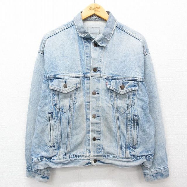L★古着 リーバイス Levis 70507 長袖 ジージャン メンズ 90年代 90s ボロ コットン USA製 薄紺 ネイビー デニム 【spe】 25feb22 中古 アウター Gジャン ジャケット