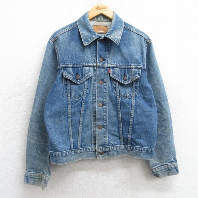 M★古着 リーバイス Levis 70505 長袖 ビンテージ ジージャン メンズ 70年代 70s コットン USA製 紺 ネイビー デニム 【spe】 25mar05 中古 アウター Gジャン ジャケット