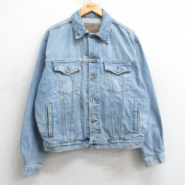 XL★古着 アバクロンビー Abercrombie&fitch 長袖 ジージャン メンズ 90年代 90s コットン USA製 薄紺 ネイビー デニム 25mar05 中古 アウター Gジャン ジャケット