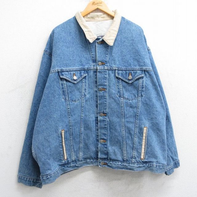 【50%OFF】XL★古着 アリゾナジーンズ 長袖 ジージャン メンズ 大きいサイズ コットン USA製 紺 ネイビー デニム 25mar05 中古 アウター Gジャン ジャケット