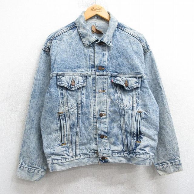 L★古着 リーバイス Levis 70507 長袖 ジージャン メンズ 90年代 90s コットン USA製 紺 ネイビー デニム 【spe】 25mar05 中古 アウター Gジャン ジャケット