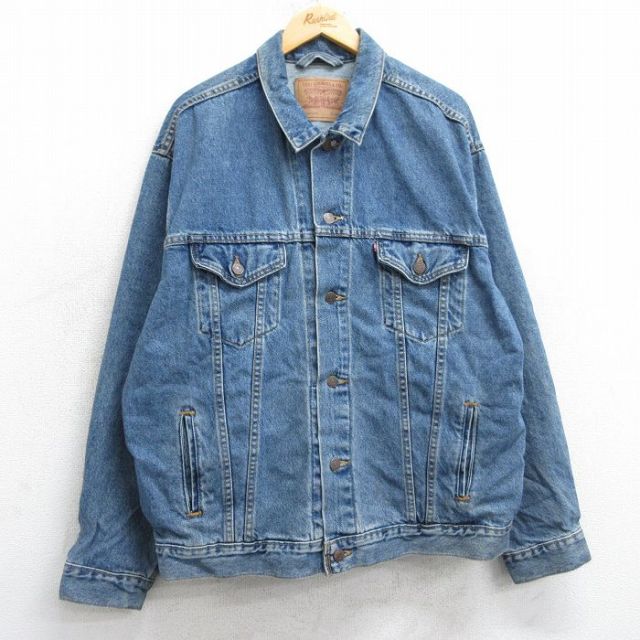XL★古着 リーバイス Levis 70507 長袖 ジージャン メンズ 90年代 90s 大きいサイズ コットン 紺 ネイビー デニム 25mar05 中古 アウター Gジャン ジャケット