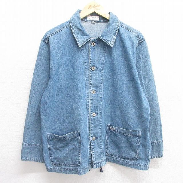L★古着 ゲス GUESS 長袖 デニム ジャケット メンズ 紺 ネイビー 25mar05 中古 アウター