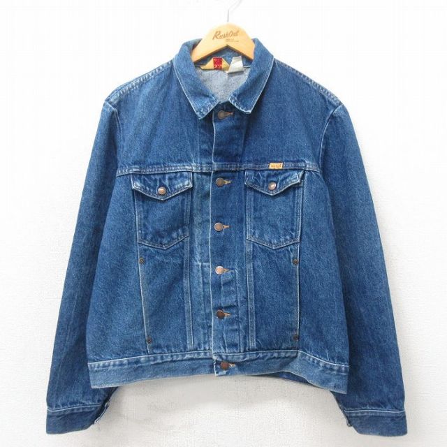 L★古着 ラスラー 長袖 ジージャン メンズ 90年代 90s コットン USA製 濃紺 ネイビー デニム 25may12 中古 アウター Gジャン ジャケット