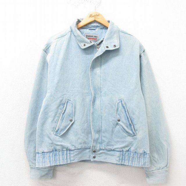 XL★古着 メンバーズオンリー 長袖 ジージャン メンズ 90年代 90s コットン 薄紺 ネイビー デニム 25may12 中古 アウター Gジャン ジャケット