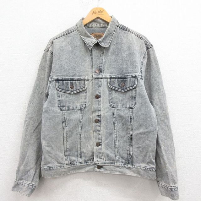 L★古着 ギャップ GAP 長袖 ジージャン メンズ 90年代 90s コットン USA製 グレー デニム 25aug09 中古 アウター Gジャン ジャケット