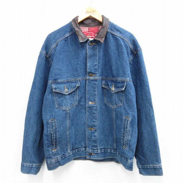 古着通販 L☆古着 マルボロ 長袖 ジージャン メンズ 90年代 90s 襟