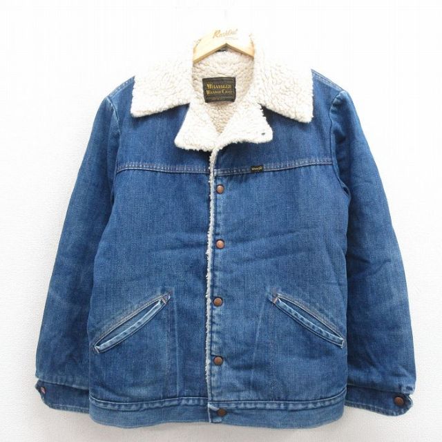 XL★古着 ラングラー Wrangler 長袖 デニム ボア ジャケット メンズ 80年代 80s USA製 紺 ネイビー 25oct25 中古 アウター