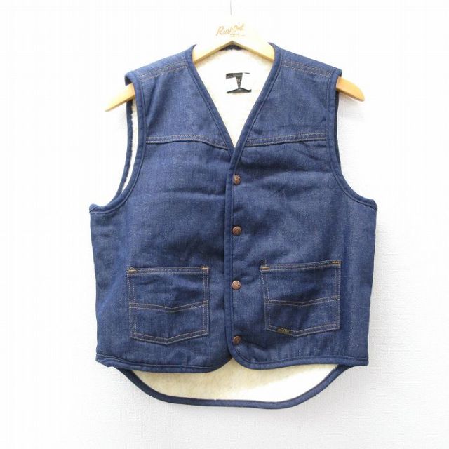 【20%OFF】S★古着 シアーズ ボア デニム ベスト メンズ 80年代 80s USA製 紺 ネイビー 内側ボア 25oct27 中古 アウター