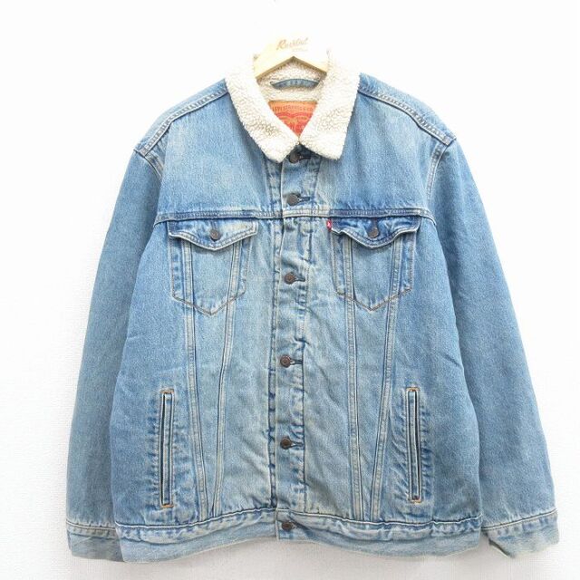 XL★古着 リーバイス Levis 長袖 ジージャン メンズ コットン 紺 デニム 内側ボア 25dec05