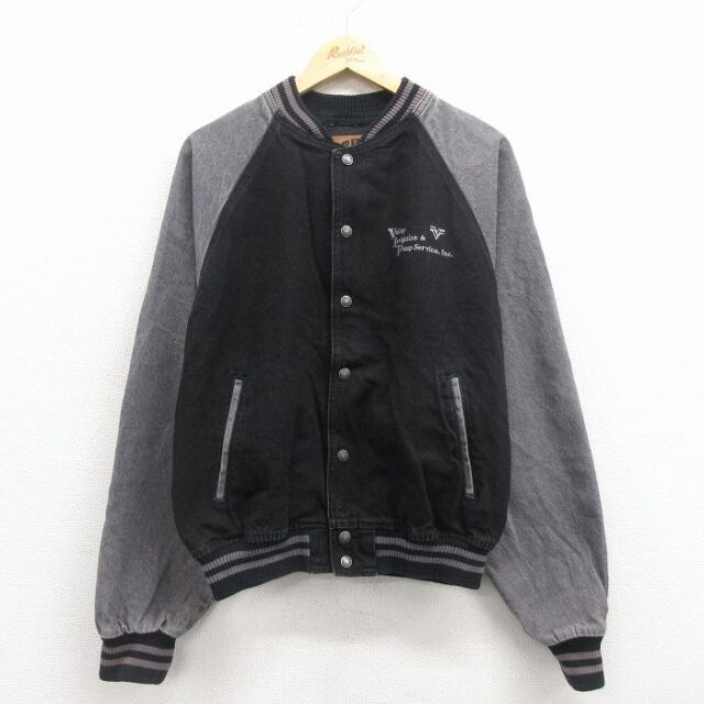 L★古着 長袖 デニム ジャケット メンズ 00年代 00s VIP ツートンカラー コットン ラグラン カナダ製 黒他【spe】 25dec05