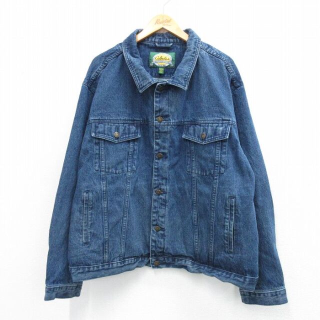 XL★古着 カベラス 長袖 ジージャン メンズ 00年代 00s 大きいサイズ コットン 紺 デニム 25dec15