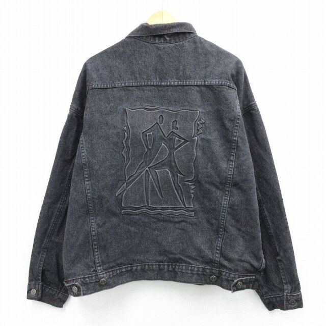 XL★古着 長袖 ジージャン メンズ 00年代 00s ブエノスアイレス コットン USA製 黒 デニム 25dec15