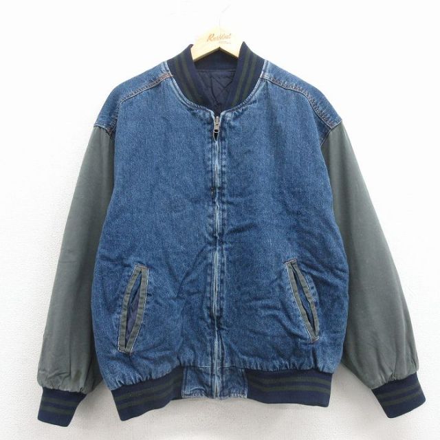 XL★古着 FADED GLORY 長袖 デニム ジャケット メンズ 00年代 00s ツートンカラー リバーシブル 25dec18