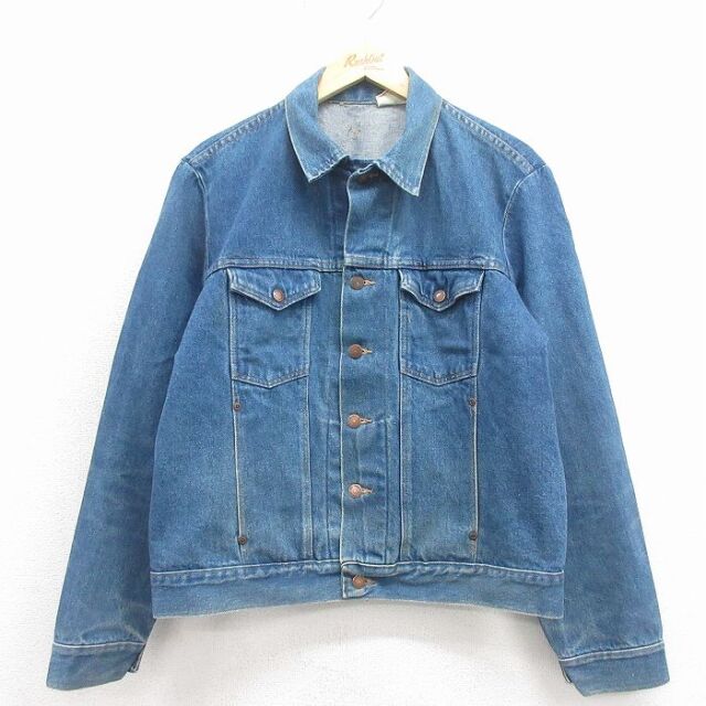 L★古着 ラスラー 長袖 ジージャン メンズ 80年代 80s コットン 紺 デニム 26feb02