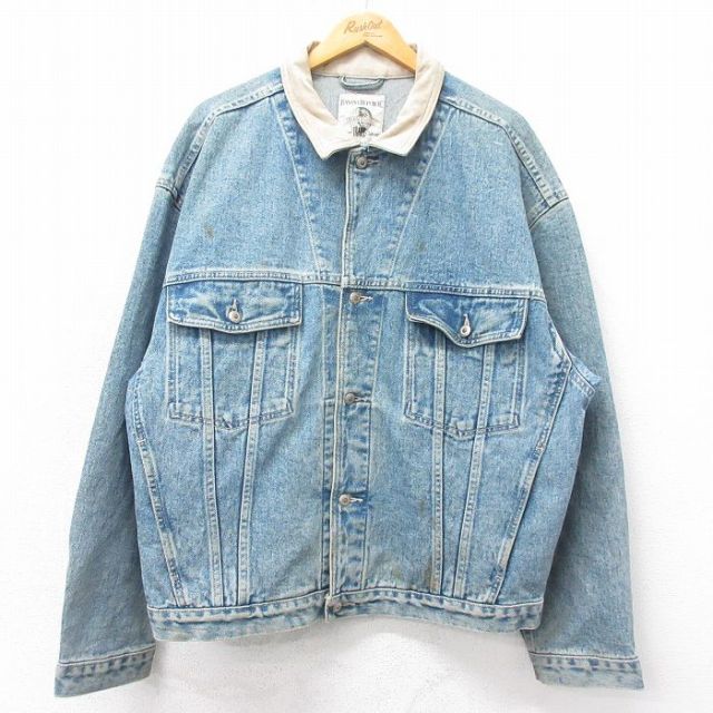 【20%OFF】バナナリパブリック 90s ジージャン 襟レザー ネイビー XL | 古着