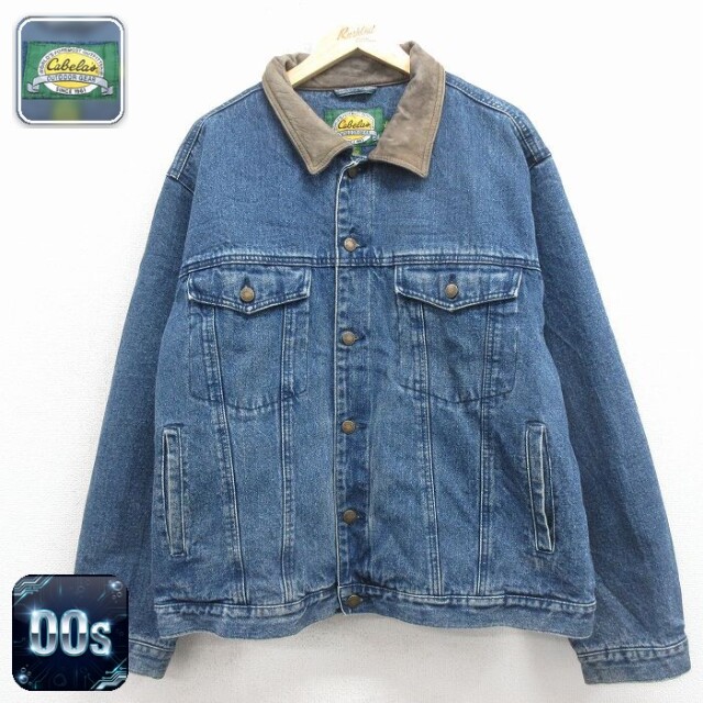 【50%OFF】カベラス 00s ジージャン 襟レザー ネイビー XL | 古着