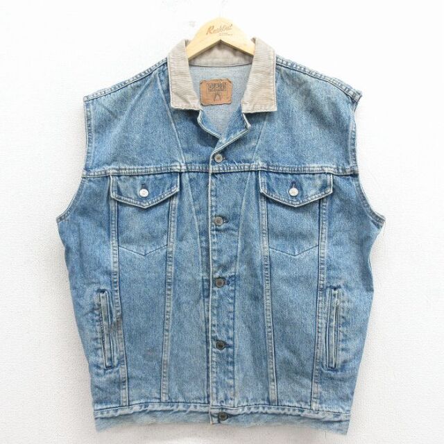 【20%OFF】ギャップ 90s デニムベスト 襟コーデュロイ ネイビー L | 古着