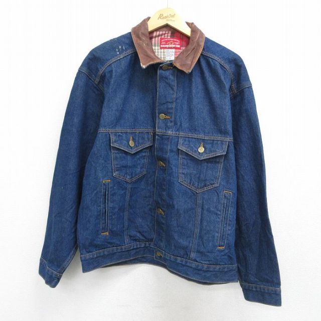 古着通販 M☆古着 長袖 ジージャン メンズ 90年代 90s コットン USA製