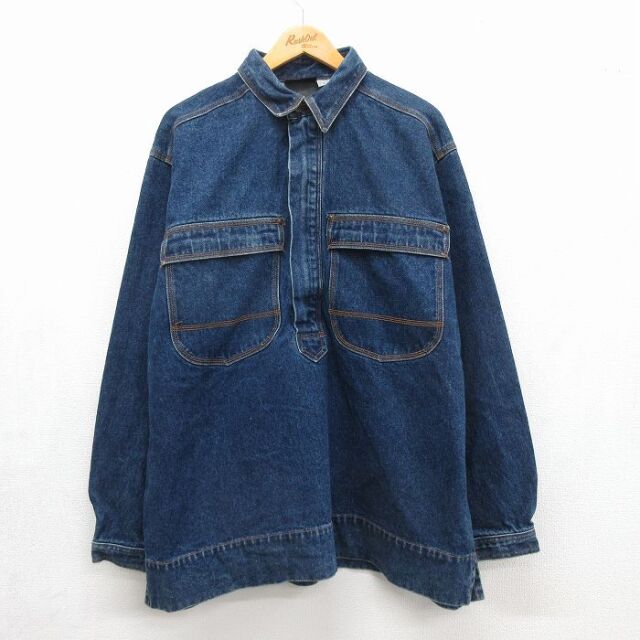 古着通販 L☆古着 ギャップ GAP 長袖 ジージャン メンズ コットン 紺