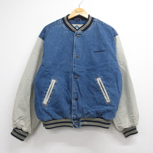 XL★古着 GEAR FOR SPORTS 長袖 デニム ジャケット メンズ 00年代 00s ボーイング社 Boeing コットン クルーネック ネイビー【spe】 26aug24