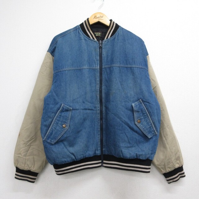 FADED GLORY 長袖 デニム ジャケット 00s リバーシブル キルティング コットン クルーネック ネイビー メンズXL相当 | 古着