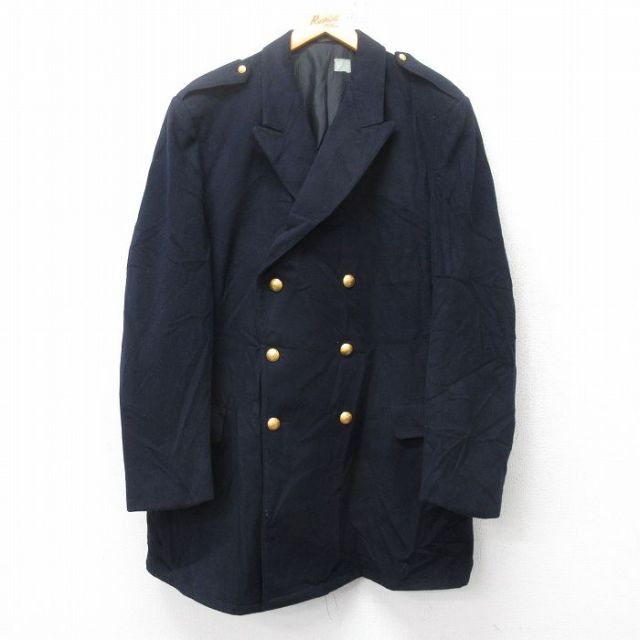 【50%OFF】XL★古着 長袖 ミリタリー コート メンズ 80年代 80s スウェーデン軍 ロング丈 紺 ネイビー 25jan31 中古 アウター