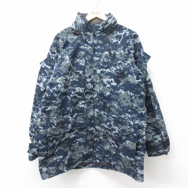 L★古着 長袖 ミリタリー ナイロン ゴアテックス ジャケット メンズ 00年代 00s USネイビー デジタルカモ USA製 紺他 ネイビー 迷彩 25feb03 中古 アウター フライト