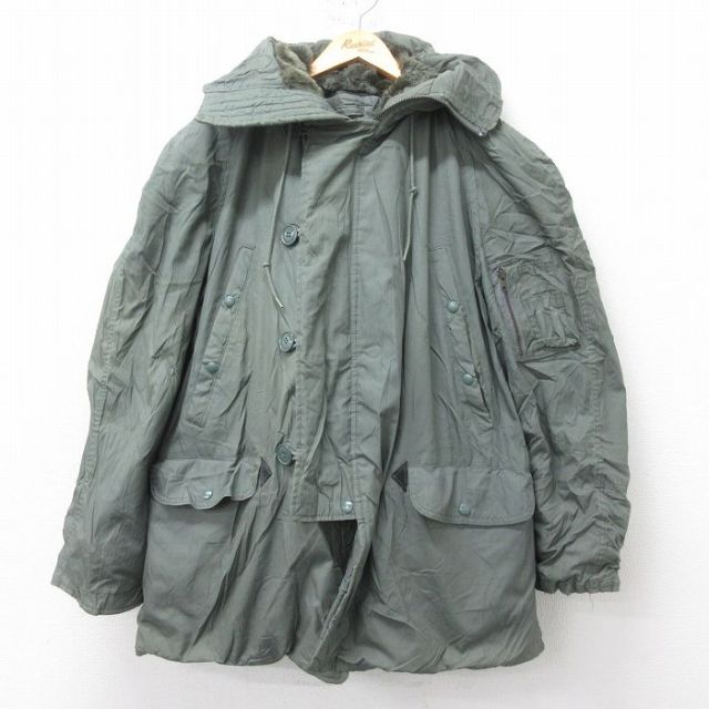XL★古着 長袖 ミリタリー ジャケット メンズ 80年代 80s N-3B ロング丈 ラグラン USA製 タロン 濃緑 グリーン 【spe】 25feb03 中古 アウター フライト