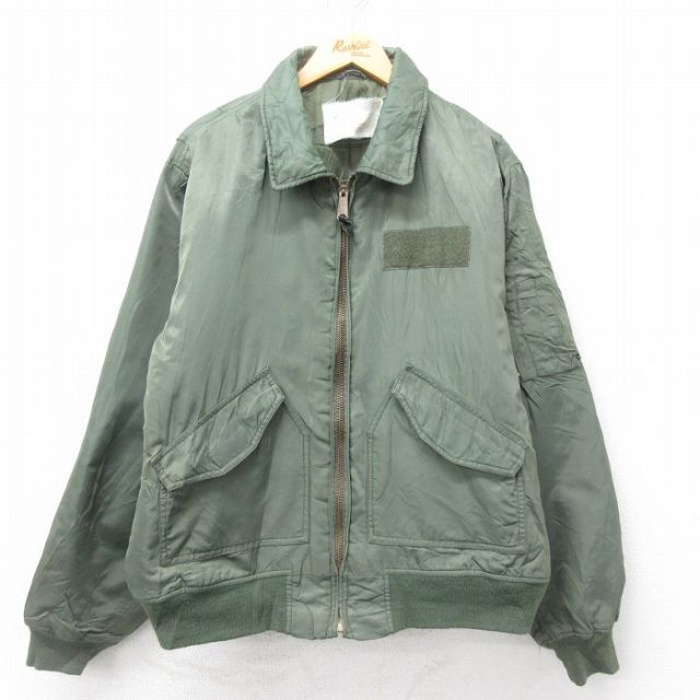 XL★古着 長袖 ミリタリー ナイロン ジャケット メンズ MA-1 USAF 濃緑 グリーン 25feb03 中古 アウター フライト
