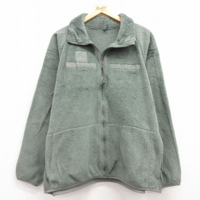 XL★古着 長袖 ミリタリー フリース ジャケット メンズ ECWCS GEN3 レベル3 ポーラテック 大きいサイズ ラグラン USA製 緑系 グリーン 25feb06 中古 アウター フライト