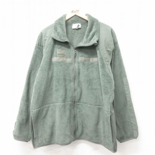 XL★古着 長袖 ミリタリー フリース ジャケット メンズ ECWCS GEN3 レベル3 ポーラテック 大きいサイズ ラグラン USA製 緑 グリーン 25feb10 中古 アウター フライト