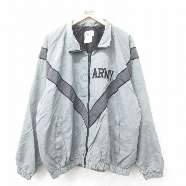 XL★古着 長袖 ミリタリー ナイロン ジャケット メンズ アーミー ARMY リフレクター ラグラン USA製 グレー 25feb10 中古 アウター フライト