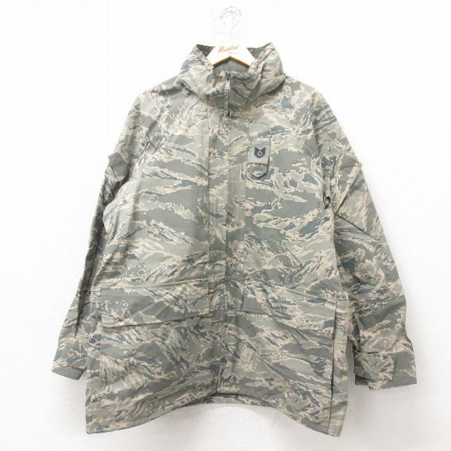 XL★古着 長袖 ミリタリー ナイロン ゴアテックス ジャケット メンズ 00年代 00s ECWCS デジタルタイガーカモ ラグラン USA製 グレー 迷彩 25feb17 中古 アウター フライト