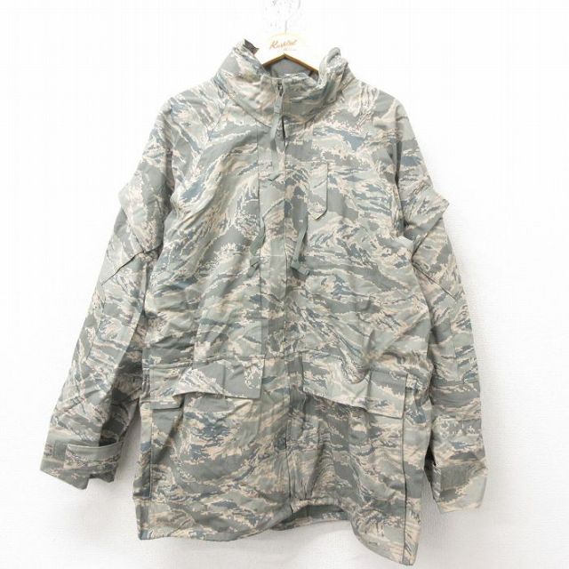 L★古着 長袖 ミリタリー ナイロン ゴアテックス ジャケット メンズ 00年代 00s ECWCS デジタルタイガーカモ ラグラン USA製 グレー 迷彩 25feb17 中古 アウター フライト