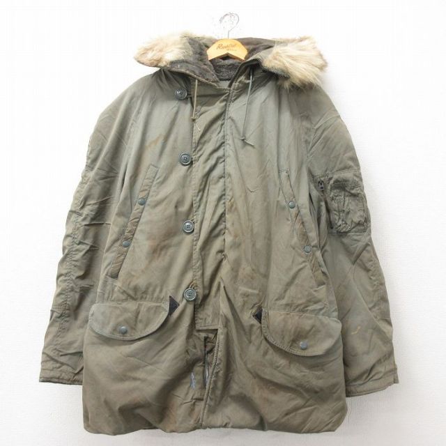 XL★古着 長袖 ビンテージ ミリタリー ジャケット パーカー メンズ 60年代 60s N-3B 大きいサイズ ラグラン 緑 グリーン 【spe】 25feb17 中古 アウター フライト