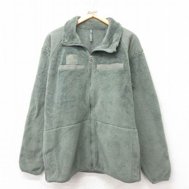 XL★古着 長袖 ミリタリー フリース ジャケット メンズ ECWCS GEN3 レベル3 ポーラテック ラグラン USA製 緑 グリーン 25feb19 中古 アウター フライト
